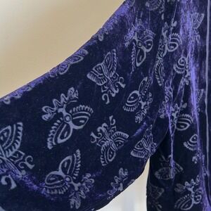Burnout velvet witchy goth whimsy royal purple women's Chico's size 1 cardigan